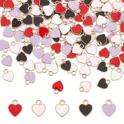 1box 150pcs 5 colors Light Alloy Enamel Heart Mixed color 12x10x1.5mm Hole: 2mm