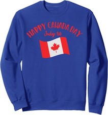 Happy Canada Day Funny Canadian Flag Maple Patriotic Unisex Crewneck Sweatshirt
