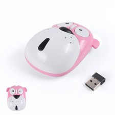 Wireless Mouse 2.4GHz Lovely Cartoon Dog Shape USB Mouse 1200DPI Cordless Kid...