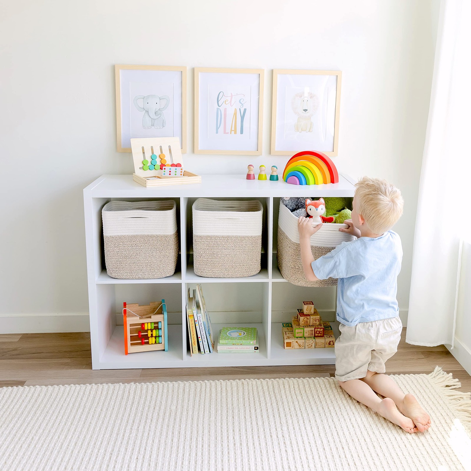 Storage Cubes 11 Inch Cotton Rope Woven Baskets for Organizing, 3-Pack | Cube...