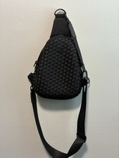 Black Basketweave Crossbody Sling Bag Zip Closure Women  s Casual Travel