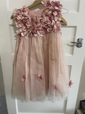 LESY LUXUS BLUMENMÄDCHEN rosa Seide & Tüll Blumen Partykleid 7 Jahre