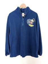 Vtg Y2k Disney Store Blue Mickey Mouse Fleece Quarter Zip Pullover Sz L