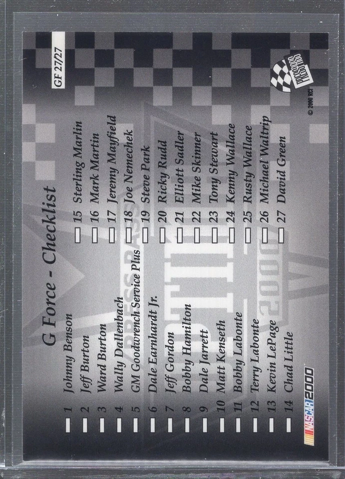 2000 Press Pass Optima G Force David Green #GF27 - Image 2 of 2