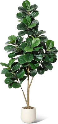 Artificial Fiddle Leaf Fig Tree 4-7 FT Tall Faux Ficus Lyrata Indoor Plant Pot