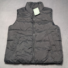 H M Youth Black Zip Up Puffer Vest Size 12/14 Side Pockets New With Tags