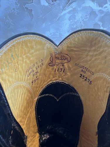 Vintage Justin Black Cowboy Boots Men’s 9.5 E Style #1131 Western Wear Rodeo, $69.87 - Photo 15