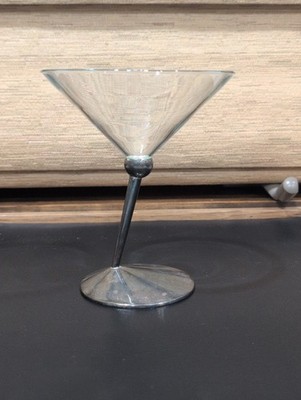 Vintage MCM Beefeater Premium Gin Martini Glass Classic Collectibles Metal Stem