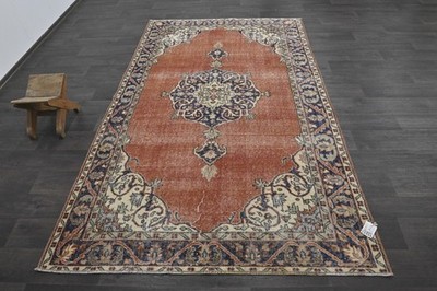 Oushak Turkish Vintage Rug 5x8 Kilim Rug Anatolian Handmade Boho Decor RED