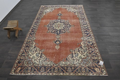 #ad Oushak Turkish Vintage Rug 5x8 Kilim Rug Anatolian Handmade Boho Decor RED $240.00