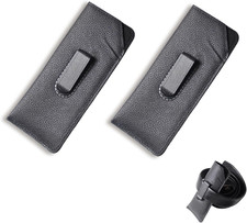 2 Packs Glasses Case with Clip Soft Black Leather Eyeglass Pouch with Plastic
