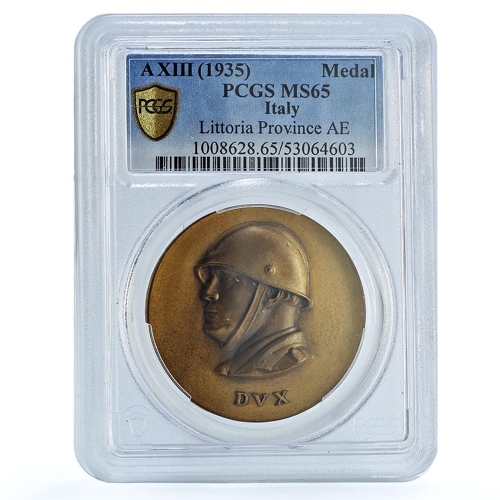 Italy Littoria Province Benito Mussolini Duce DVX MS 65 PCGS