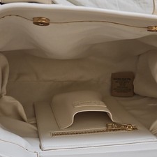 Steve Madden Large Beige Logo Tote Zip Top Handle Bag Gold Hardware Strap