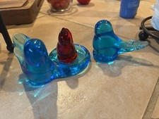 Leo Ward Glass Birds blue and red double bird of happiness