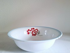 Gro&szlig;e Vintage BAUMANN Emaille Sch&uuml;ssel Prima Qualit&auml;t Blumendekor Nr. 210, 38 cm