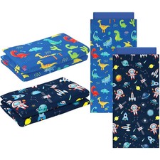 CroBlissful 2x Dinosaurs Nap Mat Cover Boys Girls Sewn Flap Design Blue Kids 45"