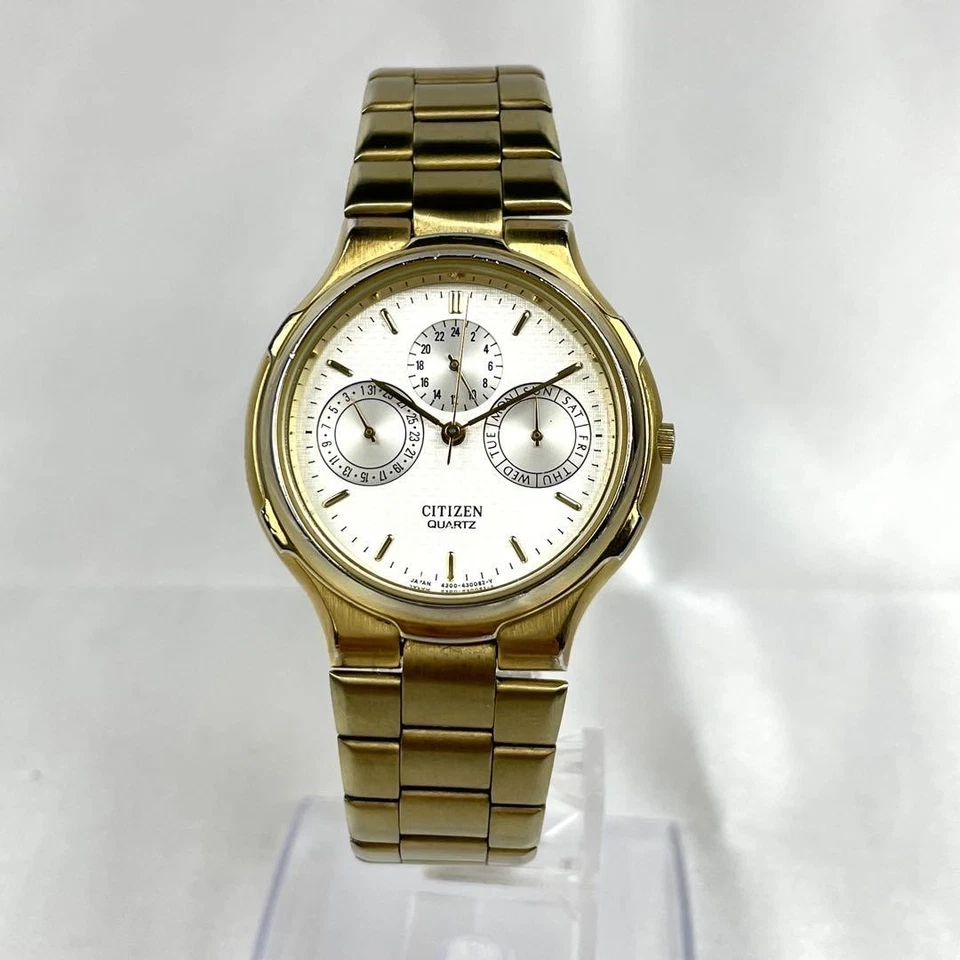 Reloj Citizen Día-Fecha Redondo Hombre con Banda de Oro Genuino Cuarzo De Colección Foto 2 de 4