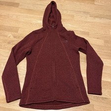 The North Face Women's Small Full-Zip Pocket Hoodie Fleece Jacket Heathered Red