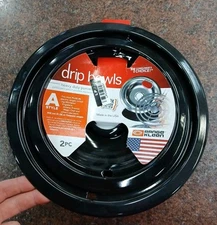 Range Kleen Heavy Duty Black Porcelain Style A Drip Bowls 2 Piece NEW L and S