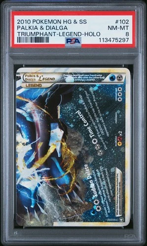 2010 POKEMON HEARTGOLD & SOULSILVER TRIUMPHANT PALKIA & DIALGA LEGEND-HOLO PSA 8