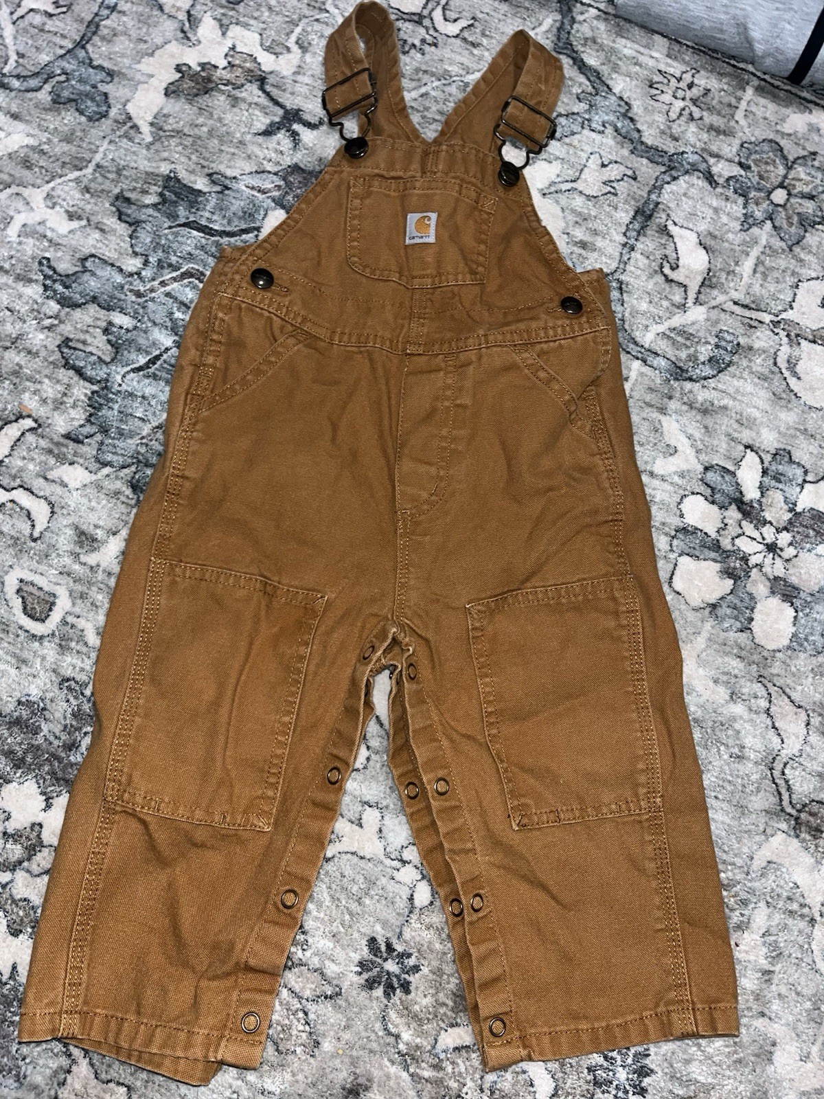 Carhartt Brown Canvas Overall One-Piece 18m Snap Closure 100% Cotton
