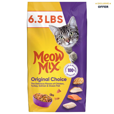 Meow Mix Dry Cat Food, Original Choice, 6.3 Pounds - Nutritious & Tasty