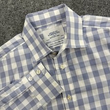 Charles Tyrwhitt Shirt Size 15 1/2 36 Non Iron Slim Fit Blue Gingham Dress Men's