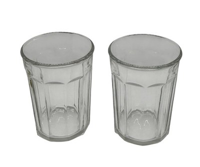 Set of 2 Luminarc 16 oz Clear Glass Tumblers Heavy Duty Paneled 
