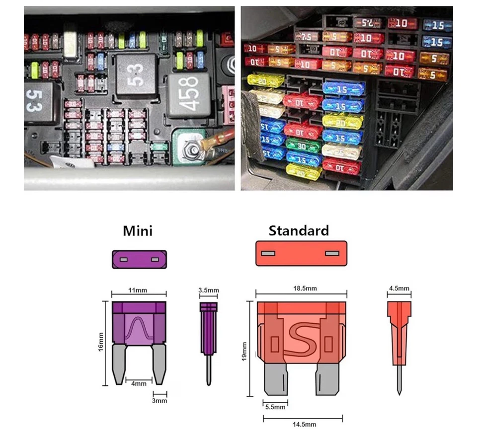 Qizpcer 140 Pcs Fuses Automotive Kit -Blade Auto Fuse Assortment Standard & Mini - Image 2 of 4