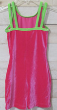 GK Elite Leotard Unitard Pink Green Velour Gymnastics Dance CM Childs Girls M