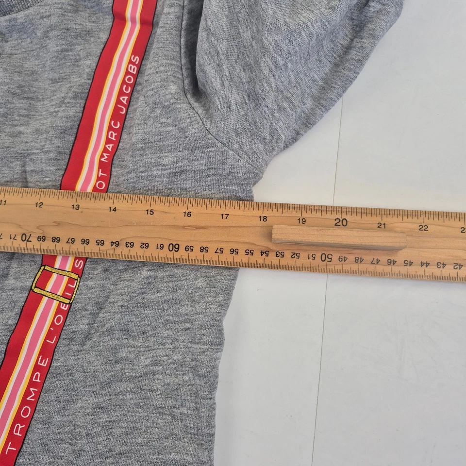 THE MARC JACOBS Dress 10 Grey Women's Trompe L'Oeil Sweatshirt Bag Jumper — 第 3/4 张图片