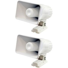 Pyle Pro 6" 50 Watts 8 Ohms Indoor and Outdoor PA Horn Speaker, White 2 Pack