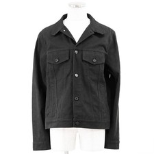 LOUIS VUITTON Denim Trucker Jacket 20SS LV Logo Monogram Weave Men Size 52 Black
