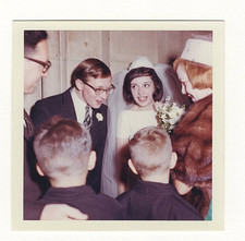 Vintage Nov 1963 Color Wedding Snapshot Bride Groom Family Kodak Print A157
