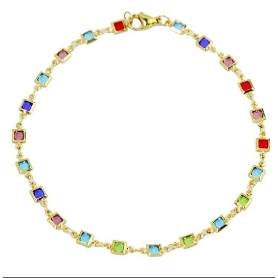 VFK Light Multi-Color Crystal Square Anklet Bracelet