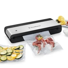 FoodSaver PowerVac Compact Vacuum Sealer Machine Stainless Steel & Black Vertica