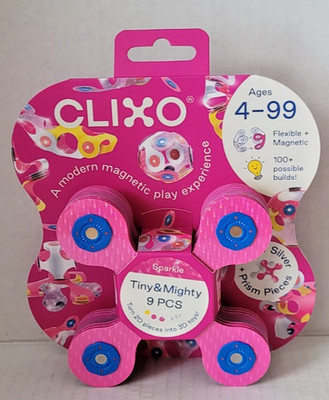 Clixo Tiny & Mighty Magnetic Building Set - Sparkle 9 Pieces