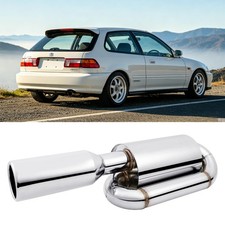 Stainless Twin Loop Exhaust Muffler 2.5 Inlet 4.0 Outlet For Honda Civic Ef8 Stainless Twin Loop Exhaust Muffler 2.5 Inlet 4.0 Outlet For Honda Civic Ef8