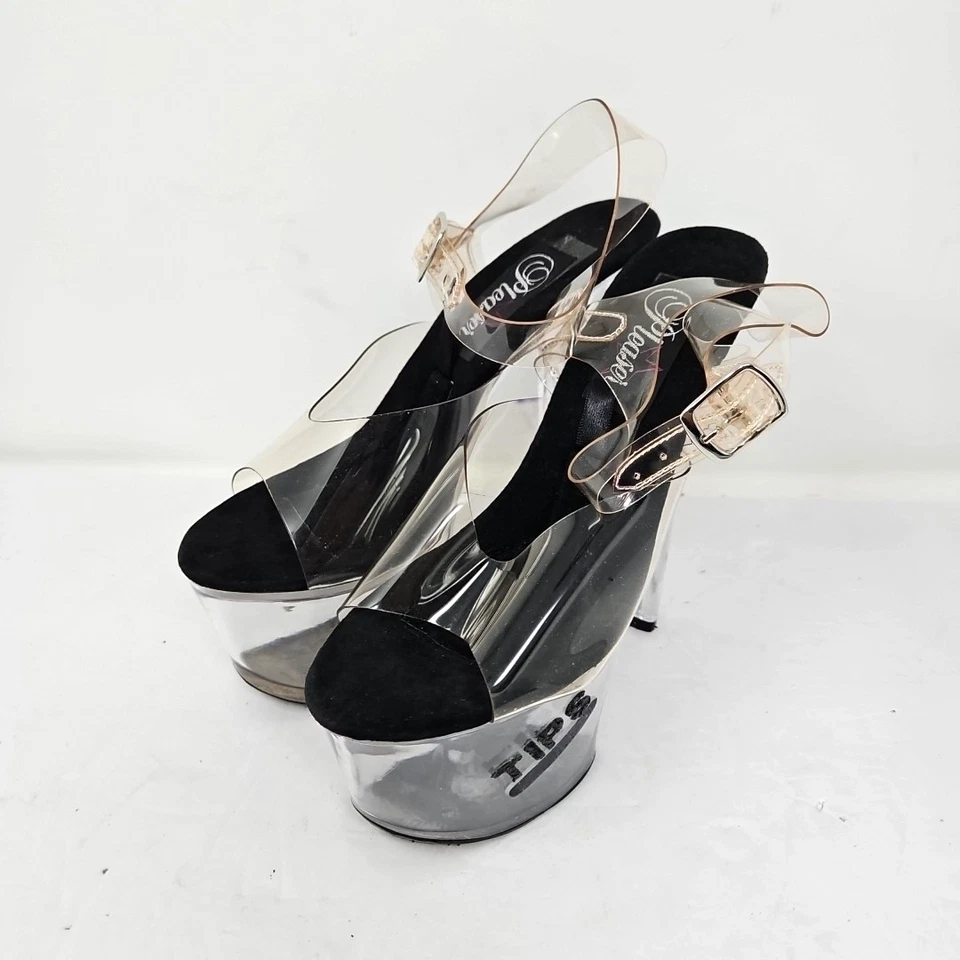 Pleaser 708 7” plataforma transparente tacones altos mujer talla 8 puntas de bailarina exótica Foto 4 de 4