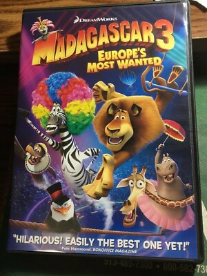 Madagascar 3: Europe's Most Wanted (DVD, 2012, USA Canadian) WIDESCREEN