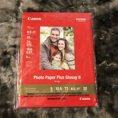 NEW Canon Photo Paper Plus Glossy II 8.5'' x 11'' 20 Sheets PP-201 Inkjet SEALED!!