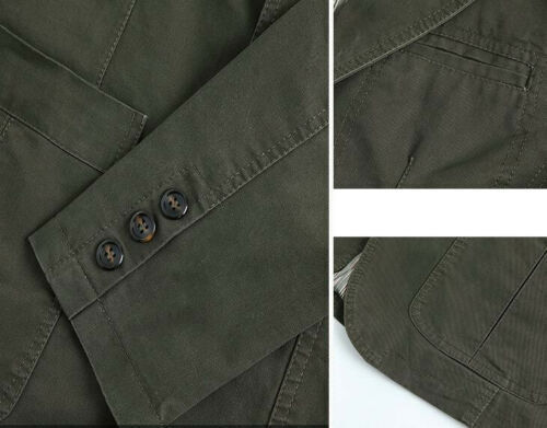 Herren Freizeit Blazer Langarmjacke gewaschen Baumwolle Blazer Anzüge Mantel XS-2XL - Bild 9 von 19