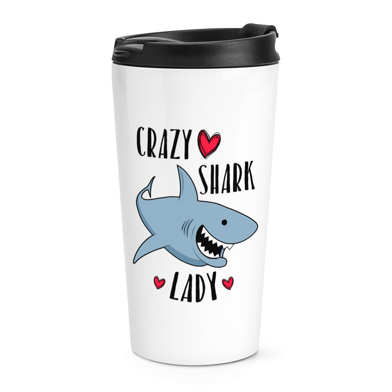 Crazy Shark Lady Travel Mug Cup Funny Thermal Tumbler Animal Joke