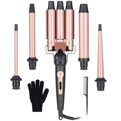 Wand Curling Iron Hair Crimper, Emocci Pro Large 3 Barrel Ceramic Hair Crimper