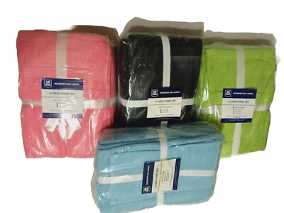 Home Sweet Home Residence Hall Linens 6-piece Towels Set  Blue 100% Cotton  New