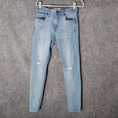 Abercrombie Girl Jeans 15 16 Super Skinny Adjustable Distress Stonewash Stretch