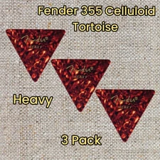 Fender Triangle Tortoise Celluloid 355 Heavy Picks 3 Pack