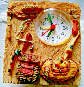 Sport Fishing Clock-Deco Type Fisherman Clock-Mantel/Shelf/Cabin/Cave/Garage