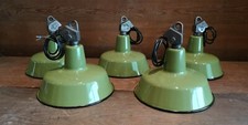BAUHAUS ART DECO INDUSTRIE LAMPE FABRIK LEUCHTE Schirm EMAILLE  Ø26cm Grün A