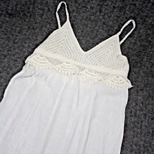 OVS Maxi Dress S Ivory Babydoll Crochet Spaghetti Strap V-Neck Beach Boho Y2K